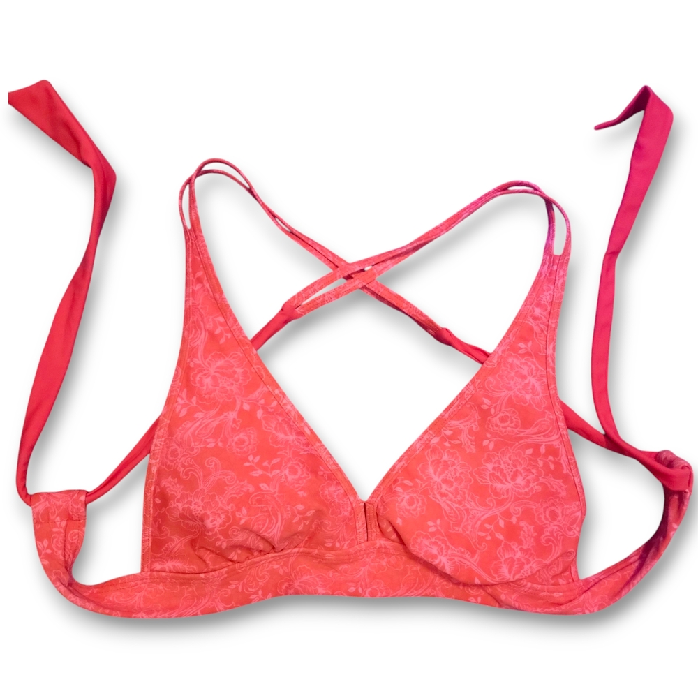 KENSIE Women's Bikini Top M | Multi-Way Crisscross Swimwear Coral NWOT